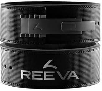 Reeva Carbon Leder Lifting Belt – Gewichthebergürtel aus Carbon-Leder mit verstellbarer Edelstahl-Schnalle 13 mm, Größe XS, Schwarz, stabil & komfortabel für Fitness & Krafttraining