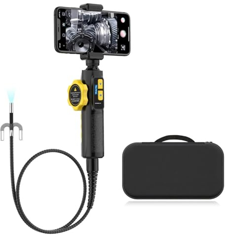 VKALTUL endoskopkamera med ljus, 210° 2-vägs led-inspektionskamera med temperaturskydd, 6 LED-lampor, IP67 vattentät, 1 m flexibel kabel för Android I-OS smartphone-kuddar