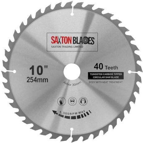 TCT25440T Saxton TCT Circular Wood Saw Blade 254mm x 30mm Bore x 40T for Bosch Makita Dewalt