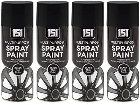 PNJB Black Matt Multipurpose Aerosol Spray, Indoors and Outdoors, Fast Drying, Versatile And Durable, Long-Lasting, Suitable for Wood, Metal, Plastic,400ml (4PCS)