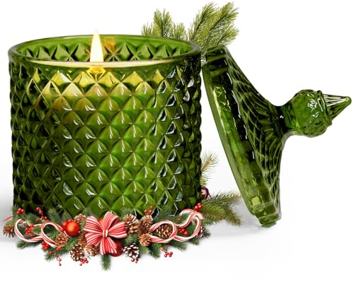 Red Berry Balsam Cedar Pine Scented Candles, Woody Fragrance Candles, Christmas Candles, Holiday Gifts, Large Jar Candle for Home Scented, Aromatherapy Candle Soy Wax