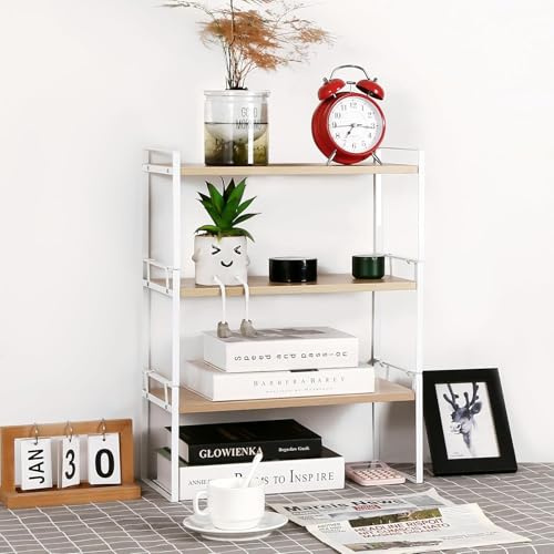 Schreibtischregal aus weißem Holz – niedliche Kommode, Top-Organisation, Aufbewahrung und Kabinendekoration, ästhetisches Bücherregal für Damen, Herren und Kinder