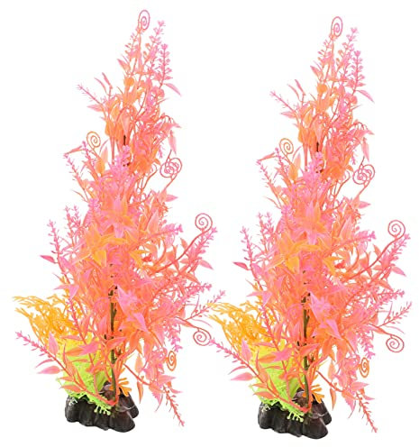 Happyyami 2pcs Realistische Aquarium Pflanzen Dekorationen Aquarium Dekorationen Pflanzen Tasse Büro en