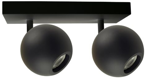 ENOVALITE LED Deckenspots GLOBE 2-flammig Schwarz, GU10, Ø10cm | Deckenlampen auf Spotbalken aus Metall, drehbare Spotlampen für Wohnzimmer, Küche und Flur, GU10-Fassung, IP20