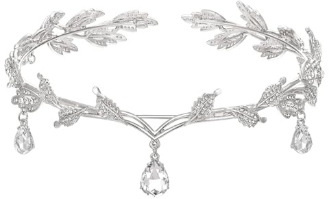 ZYEKIU Diadema, Tiara Sposa Strass, Coroncina Sposa Regolabile Argento, Tiara Elfica Retrò, Elfo Tiara Rinascimento, per Cosplay, Matrimonio, Festa, Festival Rinascimentale, Natale, Compleanno