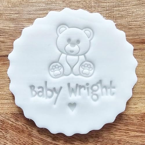 Personalised Teddy Bear Fondant Embosser, Custom Cookie Stamp for Cakes | Create adorable personalised bakes for birthdays, baby showers and special celebrations.