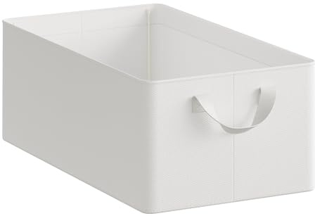 WOLTU Aufbewahrungsbox 1 Stück, aus Polyesterstoff, für Schlafzimmer, Arbeitszimmer, Wohnzimmer, Organizer Box mit Griffen, für Kleidung Spielzeug, faltbar, Weiß, 47x20x28 cm