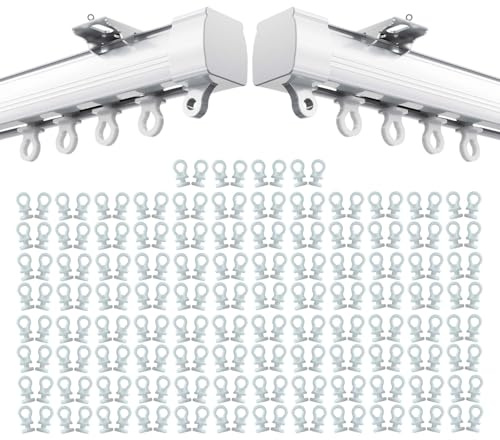 DWUENT Premium Plastic Curtain Hooks 200pcs - 2.3cm White PE Glider Hooks for Tracks & Rails in Living Rooms, Offices, Bedrooms