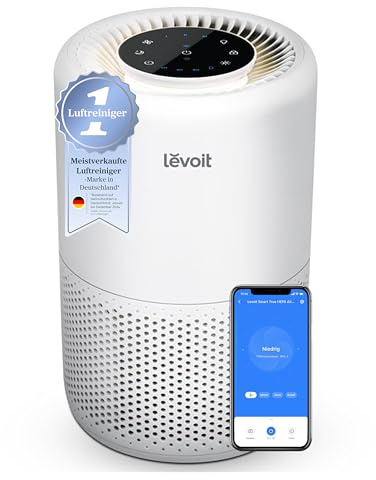 LEVOIT Luftreiniger 3-in-1 HEPA Filter, Luftfilter gegen Schimmel, Staub, Pollen & Gerüche, Air Purifier für Schlafzimmer, App Steuerung & Timer, Schlafmodus & Nachtlicht, Silberweiß