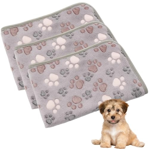 Katzendecke, 3 Stück Flauschige Hundedecke Für Katzen Und Kleine Haustiere, Weiche Und Warme Decken Für Sofa, Bett Und Auto, 60 X 40 cm, Grau