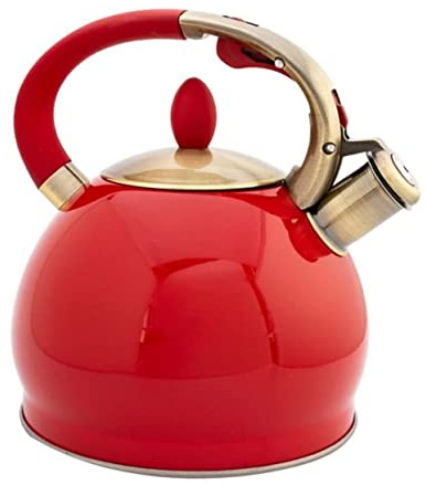 Bouilloires, Bouilloire Haute capacité pour cuisinière à gaz à Induction, théière épaisse, Bouilloire sifflante (Rouge 19,5 x 23 cm)