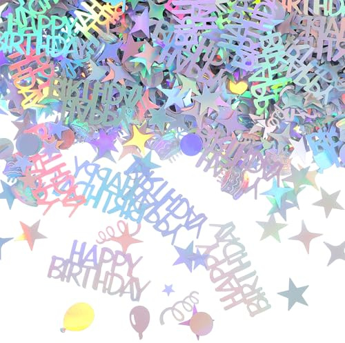LXUEJIE Glitzer Konfetti Geburtstag Happy Birthday, 1000 Stück Happy Birthday Tischdeko Stern Konfetti Streudeko Glitzer Confetti Schillernde Partydekorationen für Mädchen Junge Geburtstag Party