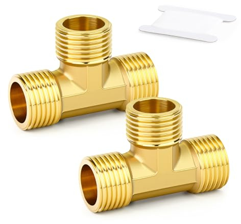 ERGAOBOY 2Pcs Brass 1/2 Male x Male x Male 3 Way Tee Pipe Fitting | Three-way branching diversion profile, threaded coupling ports, straight flow, for fluid network distribution