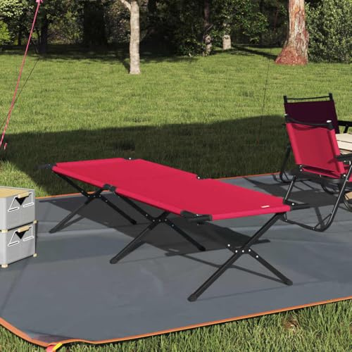 INLIFE Klapp Schlafbett fürs Camping Rot Ox Stoff,Sportartikel,Outdoor-Aktivitäten,Camping & Wandern,Camping-Möbel,Feldbetten,Rot,8.8 KG,42003188