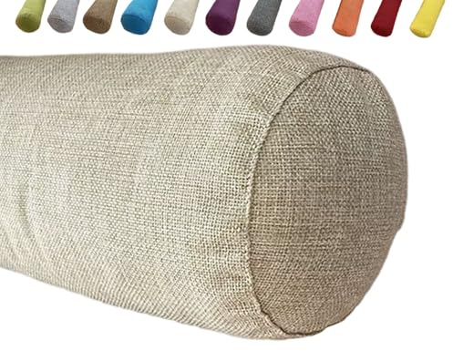 uyeoco Cervicale Rotolo Cilindro Cuscino Di Sostegno Supporto - 20x120 20x80cm Morbido Cuscini Collo/lombare, Rimovibile per Divano e Letto, Cuscino dormire,Gambe, Schiena e yoga(Beige,20x60cm)