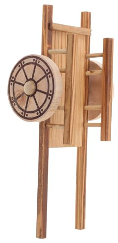Didiseaon Miniature Wooden Farm Cart Model Simulation Trolley Toy for Garden Decor and Collectors, Small Vintage Style Hand-pushed Cart Model for Mini Landscape Adornments