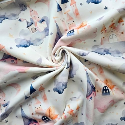 PAWOTEX Jersey stoff meterware Kinder Jersey stoff Bio Baumwollstoff meterware mädchen jungen zum Nähen 92% Baumwolle 8% Elasthan 175cm x 50cm weich, elastischer hautfreundlich Einhörner