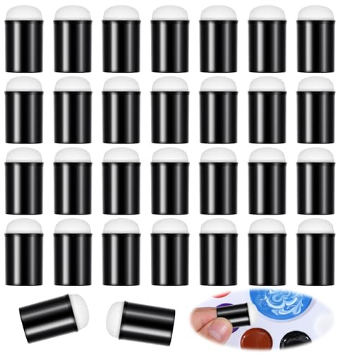 Thinp 30 Pcs Finger Sponges Daubers, Finger Painting Sponge Face Paint Sponges with Soft Sponge Head Craft Drawing-Sponge for Painting Arts Ink Crafts Chalk Card Making