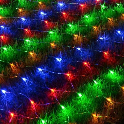 Luces de red Luces solares de malla for jardín al aire libre 6x4M Luces de árbol exteriores Luces de red de arbustos con energía solar a prueba de agua con 8 modos(Color,6x4m Solar Net Light)