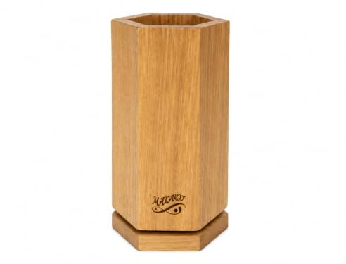 MAXARTI - 360° Drehbarer Magnetischer Messerblock Magnetisch Messerhalter aus Eichen holz mit starken Magneten für sichere Aufbewahrung ohne Messer Magnet-Messerhalte (Sechseckig Eiche)