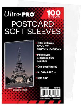 Ultra PRO Postkartenhüllen – 100 Stück – Premium Kartenhüllen 93,7 x 146 mm – Säurefrei & PVC-frei – Ultra klare Sleeves für Fotos, Toploader, Postkarten, Archivierung & Sammlerschutz