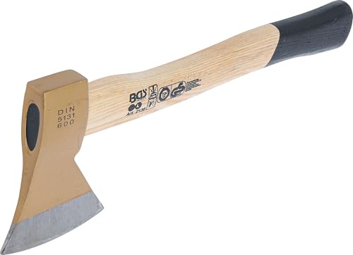 BGS 2136 | Küchenbeil | 600 g | Eschen-Holzstiel | Schneidenschutz | Länge 365 mm | Stiellänge 325 mm | Kopflänge 150 mm | Stahlkopf | polierte Schneide | für Brennholz und Äste