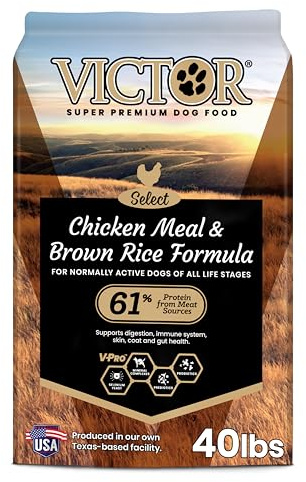 VICTOR Super Premium Dog Food – Chicken Meal & Brown Rice for All Normally Active Dogs of All Life Stages – Gluten-Free, Digestive & Immune Support, Ideal for Dogs with Meat Protein Allergies, 40 lb