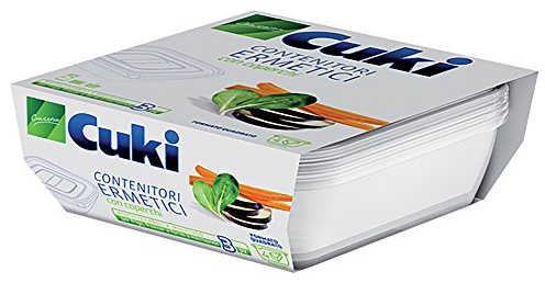 Cuki Contenitori Ermetici quadrati con coperchi - 1 L - 19 x 19 x 6 cm - 1 confezione da 3 pezzi