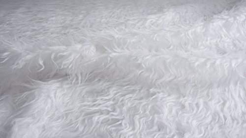 StoffBook reinweiß Flokati Pelzstoff mongolischer Zottelfell Stoff für Dekoration, Teppiche, Kuschelaccessoires, Heimwerker, Tierliebhaber, Kuschelige Wohnideen, Naturlook, c964