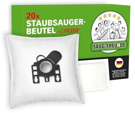 SAUG-FREUnDE I 20 Staubsaugerbeutel für MIELE S 5-Baureihe, S5…, S 5210, S 5211, S 5281, S 5310, S 5380, S 5381, S 5510, S 5710, S 5760, S 5780, S 5781, S 5980, EcoLine, Powerline, Typ G/H/N (MI1)