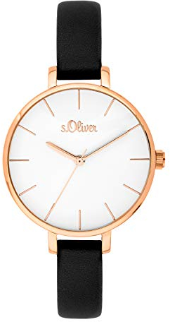 s.Oliver Damen Analog Quarz Armbanduhr (schwarz-roségold)