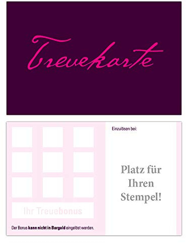 Premium Neutrale Bonuskarten 100 Stk. mit 10 Stempelfeldern Aubergine. Treuekarten für Gastronomie, Weinhandel, Getränkehandel, Freizeit, Feier Friseur Nagelstudio Wellness Podologie Praxis