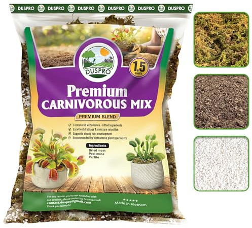 DUSPRO Carnivorous Plant Soil Mix 1.5QT-Include Forest Moss, Peat Moss, Perlite Potting Mix for Carnivorous Plants, Carnivorous Plants, Pitcher Plant, Butterworts, Sundews - Carnivorous Plant Food