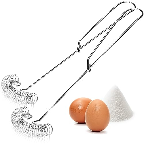 COM-FOUR® 2x Spiralschneebesen Edelstahl 304 rostfrei - Spiralbesen spülmaschinengeeignet - Schaumschläger - flacher Schneebesen - Quirl - Saucenbesen - Handschneebesen (2 Stück - Spiralbesen)