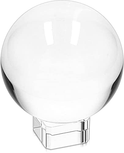 Valmoni Sport Bola de Cristal de 9 cm con Soporte Transparente Esfera Magia Hogar Adorno Bruja Clarividencia Fotografía