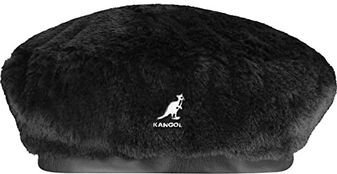Kangol Unisex Faux Pelz Beret Baskenmütze, schwarz (Solid Black), L/XL