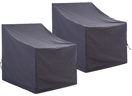 F&J Outdoors Schutzhülle für Gartenstühle Wasserdicht UV Beständig Robust Abdeckung für Gartenstuhl Essensstuhl Hochlehnstühle, 74cm(B) x76cm(T) x66/91cm(H), 2 Stück, Grau