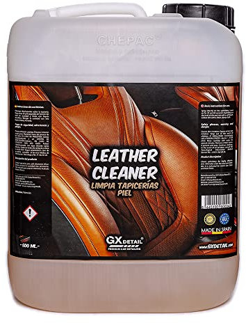 GxDetail Limpiador de Cuero y Piel 5 Litros - Limpia, protege y ayuda a mantener las superficies nuevas - Limpiador de Asientos de coche de Cuero - Leather Cleaner - Fácil Aplicación.