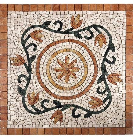 Rosette Rosoni Mosaik aus Marmor, für Innen und Außen, 66A10, 66 x 66 cm