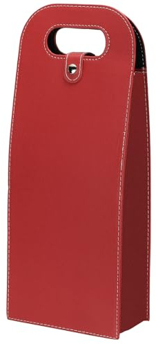PATIKIL 2 Flasche Wein Geschenktasche Weinbeutel Wiederverwendbar Leder Wein Tragetasche für Wein Flaschen Tragbar Champagne Geschenksäcke für Picknick Party Hochzeit Rot-1