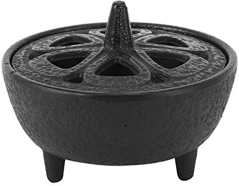 WOOXGEHM Räucherstäbchenhalter, Lotusförmiger Räuchergefäß aus Gusseisen, Räuchergefäß aus Holzkohle für Meditation, Yoga, Spa, Raumdekoration