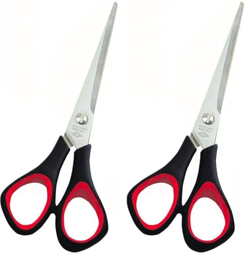 Wedo 97665 Universalschere (rostfreier Edelstahl, spitz, Kunststoff Softgriffe 16 cm) schwarz/rot (Packung mit 2)