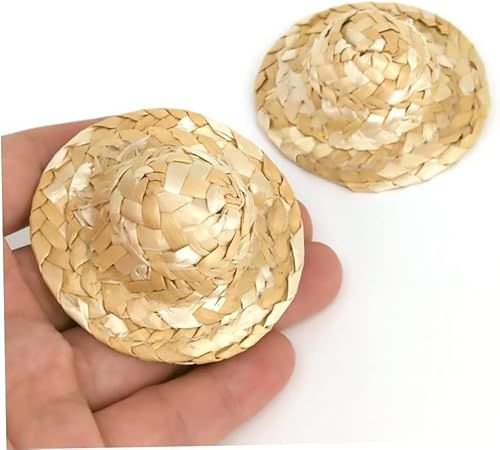 Sombrero de paja en miniatura de punto, suministros de manualidades para accesorios de fiesta