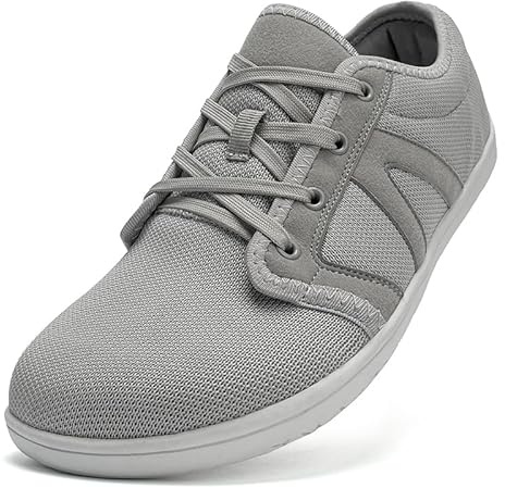 RUYI Unisex stickade barfotaskor kvinnor män minimalistiska traillöparskor, bekväma barfotaskor, Zero-Drop promenadskor, barfota-fritidsskor med bred tåbox, K02 grå, 38 EU