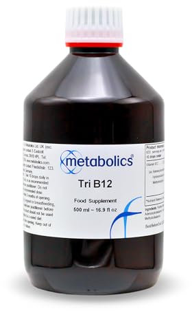 Metabolics Tri-b12 Complex Liquid | Containing All 3 Natural Cobalamins Methylcobalamin, Hydroxocoblamin- and Adenosylcobalamin- No additives (500ml)