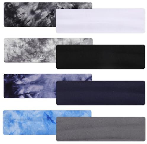 8 Stück Sport Stirnband, Sport Haarband Dehnbare Schweißbänder Haarknoten rutschfest Atmungsaktiv Sport-Kopfbänder für Frauen Männer Dickes Dünnes Haar Training Yoga Laufen (Stil B)