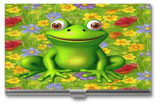 YHEGBFD Visitenkartenetui aus Metall, Frosch-Druck, Visitenkartenbox, schlankes Visitenkartenetui für Damen und Herren