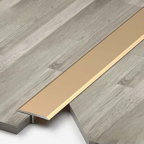 Raouoae Paquete De 3 Tiras De Transición De Piso En T De Aluminio, 90cm Para Bordes De Puertas, Ideal Para Cubrir Pisos Irregulares, Rellenar Espacios Y Reformar El Hogar Sin Juntas(Gold,Breite: 6mm)
