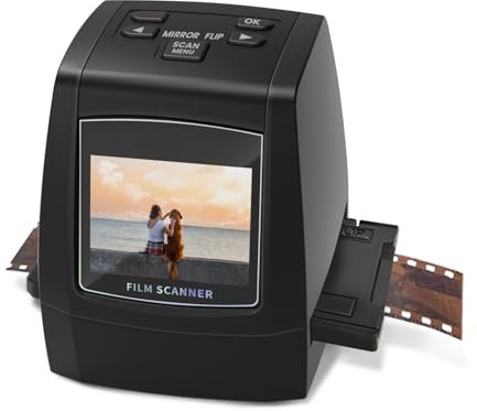 Digitaler Mini-Scanner für Filme und Dias, konvertiert Negative und Dias aus 35 mm, 126, 110, Super 8 und 8 mm Filmen in 22-Megapixel-JPEG-Bilder, 2,4-Zoll-LCD-Bildschirm