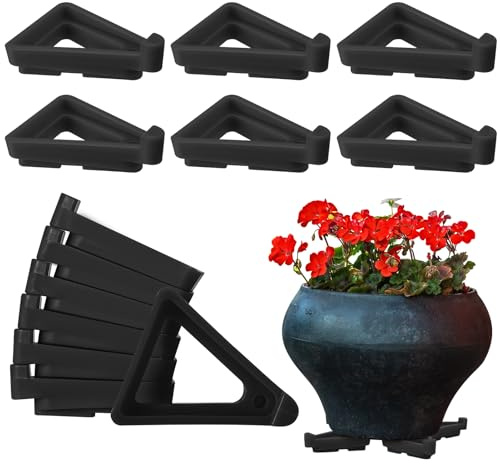 Meng Jiaran 28 Pcs Plant Pot Toes, Plant Pot Feet Triangle Breathable Non Slip Garden Stands for Potted Plant Prevent Rot Indoor and Outdoor Black